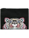 Kenzo Tiger Embroidered Clutch In Black