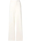 P.a.r.o.s.h Elasticated Waistband Flared Trousers In White