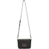 DOLCE & GABBANA DOLCE AND GABBANA BLACK SMALL QUILTED CRYSTAL MILLENNIALS LOGO BAG