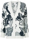 Barrie Stencil Garden Cashmere Cardigan In Grey