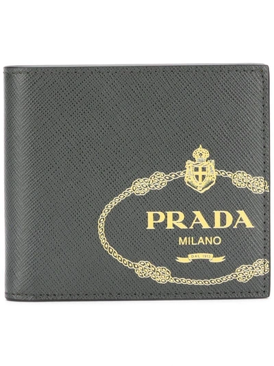 Prada Logo Wallet In Black/yellow