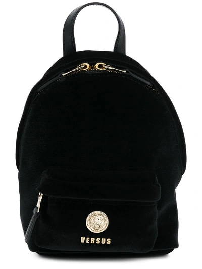 Versus Mini Velvet Backpack In Black