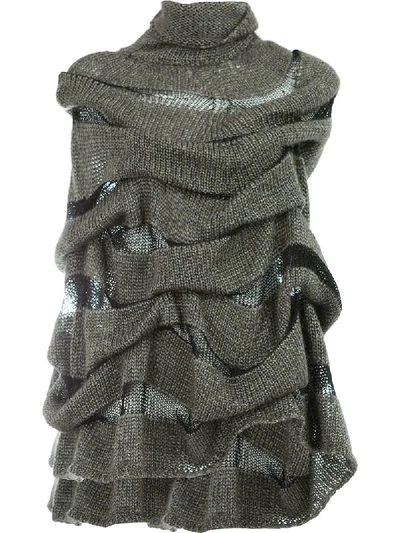 Masnada Layered Knitted Cape - Green