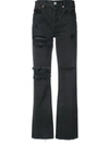 Re/done Distressed High Waisted Jeans In Black