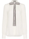 DOLCE & GABBANA FRONT LOGO BOW BLOUSE