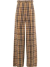 ROKH ROKH CHECKED PALAZZO TROUSERS - BROWN