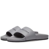 Balenciaga Signature Leather Slides In Grey