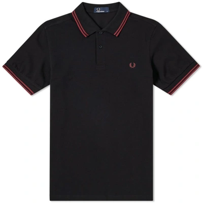 Fred Perry Twin Tipped Polo - Slim Fit In Black