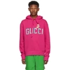 GUCCI GUCCI PINK AND MULTICOLOR LOGO HOODIE