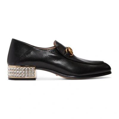 Gucci Horsebit Leather Loafers With Crystals In Black