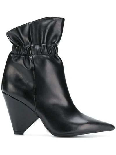 Anna F Cone Heel Ankle Boots In Black