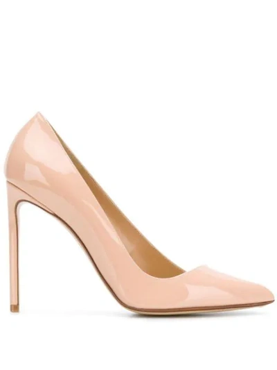 Francesco Russo Patent Asymmetric Pointed Toe 115mm Heel Pumps In Neutrals