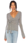 AUTUMN CASHMERE AUTUMN CASHMERE X REVOLVE ASYMMETRIC TIE SWEATER IN CEMENT,AUTU-WK693