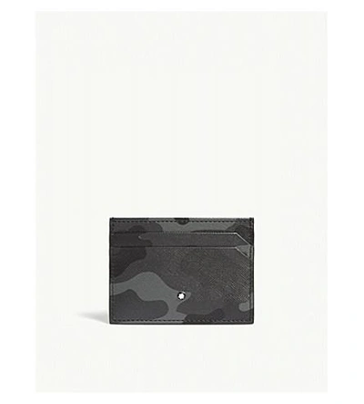 Montblanc Camouflage Leather Card Holder In Grey Camo