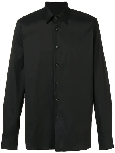 Prada 尖领棉质衬衫 In Black