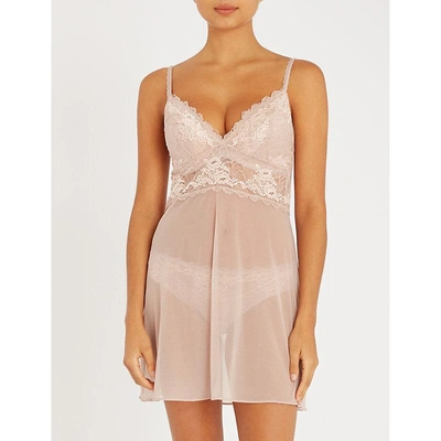 Wacoal Lace Perfection Stretch-lace And Mesh Chemise In Rose