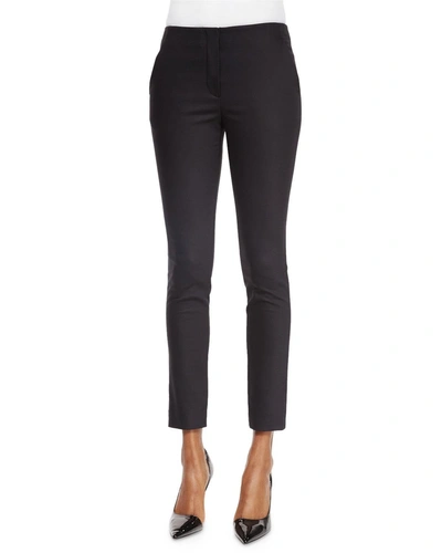 The Row Flat-front Skinny Pants, Black In Navy
