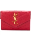Saint Laurent Quilted Textured-leather Wallet In Red