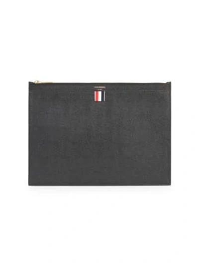 Thom Browne Medium Leather Document Holder In Black