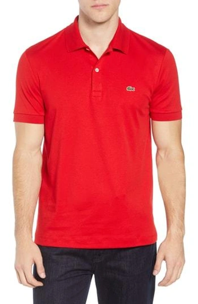 Lacoste Logo-patch Cotton Polo Shirt In Red