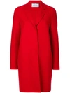 Harris Wharf London Single Breasted Coat  In Red