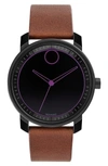 MOVADO BOLD LEATHER STRAP WATCH, 41MM,3600488