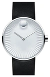 MOVADO 'EDGE' LEATHER STRAP WATCH, 40MM,3680001