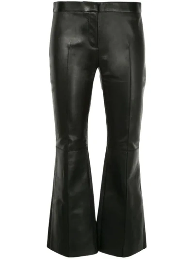 Alexander Mcqueen Kickback Stretch-leather Cropped Trousers In Black
