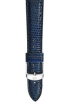 Michele 16mm Lizardskin Watch Strap In Blue Smoke