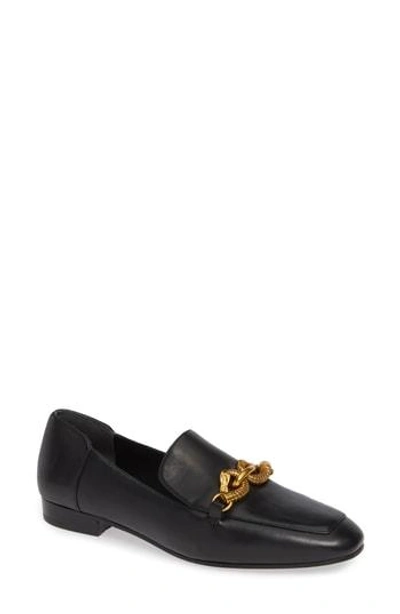 Tory Burch Jessa Leather Loafers W/ Horse Hardware In Perfect Black