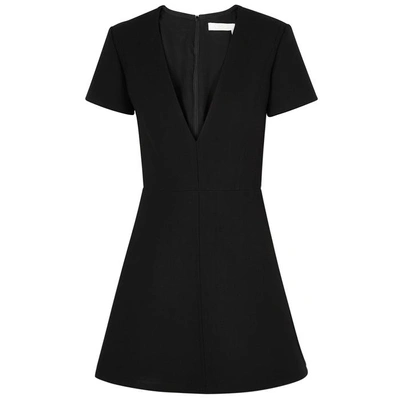 Chloé V-neck Wool Dress In Black