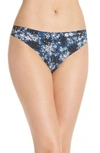 Calvin Klein Invisibles Thong In Simple Floral/ Lyria Blue