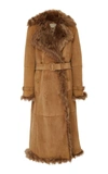BURBERRY BELTED DOUBLE-BREASTED SHEARLING COAT,4062186