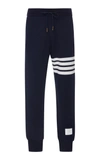 Thom Browne Tapered Striped Loopback Cotton-jersey Sweatpants In Navy