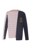 Jw Anderson Striped And Embroidered Jersey T-shirt In Multi