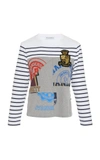 JW ANDERSON BRETON AND PRINT LONG SLEEVE JERSEY T-SHIRT,JE01518F