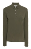 OFFICINE GENERALE THREE-BUTTON LONG SLEEVE COTTON POLO,W18MTEE042