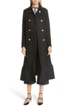 RED VALENTINO RUFFLE HEM DOUBLE BREASTED WOOL BLEND COAT,QR0CA1S52LC