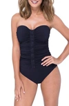 PROFILE BY GOTTEX LACE-UP STRAPLESS ONE-PIECE SWIMSUIT,E9342013