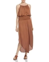 HALSTON HERITAGE SMOCKED-WAIST MAXI DRESS,MDK062038T