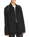 ALEXANDER WANG T ALEXANDERWANG.T DAZE ZIP DISTRESSED DENIM JACKET IN BLACK DESTROY,4D992296AC