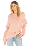 TULAROSA TULAROSA FLOUNCE SWEATER IN PINK.,TULA-WK148