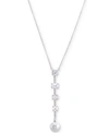 NINA SILVER-TONE CRYSTAL AND STONE BAR & DISC LARIAT NECKLACE, 17" + 3" EXTENDER