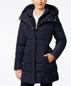 Cole Haan Signature Plus Size Layered Down Puffer Coat In Navy