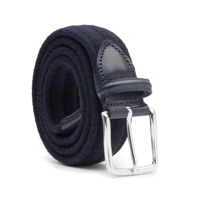 Dalgado Men's Elastic Braided Wool Belt Blue Fabiano In Black