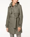 CALVIN KLEIN HOODED BELTED TRENCH COAT