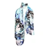 Cassandra Hone Frogs & Feathers Aqua Large Scarf