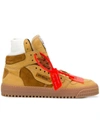 OFF-WHITE OFF-WHITE COLOUR-BLOCK HI-TOP SNEAKERS - BROWN