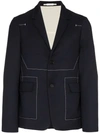 JIL SANDER JIL SANDER TOP STITCH VIRGIN WOOL BLAZER - BLUE