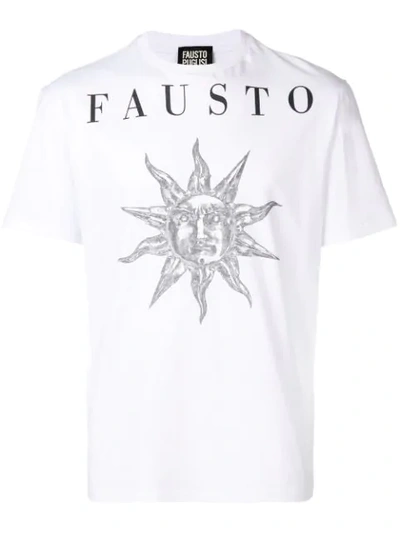 Fausto Puglisi Logo太阳印花全棉t恤 In White